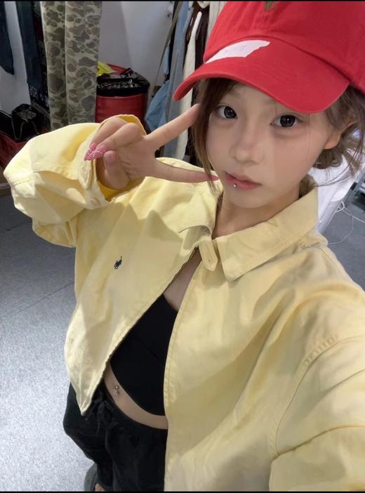 D120840美式复古小鸡黄翻领拉链设计夹克外套男女同款 商品图8