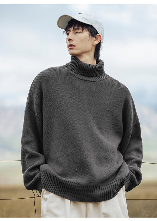 【YW】无忧购“礼物季”“圣诞清仓福利”纯色高领内搭毛衣男冬季新款慵懒风日系百搭情侣针织衫K4087（截单后3-5天发货） 商品图11