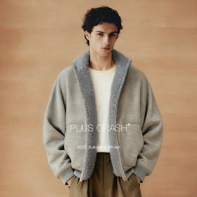 PLUS CRASH冬季新款袋鼠卫衣拉链夹克宽松圈圈摇粒绒厚外套男女款