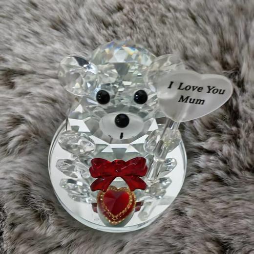 高端材质 水晶玻璃爱心熊摆件 送给妈妈的礼物  节日生日派对礼物 商品图4