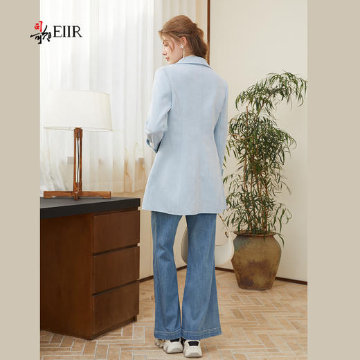 司歌翻领中长款女外套收腰单排扣秋冬R921087X 商品图3