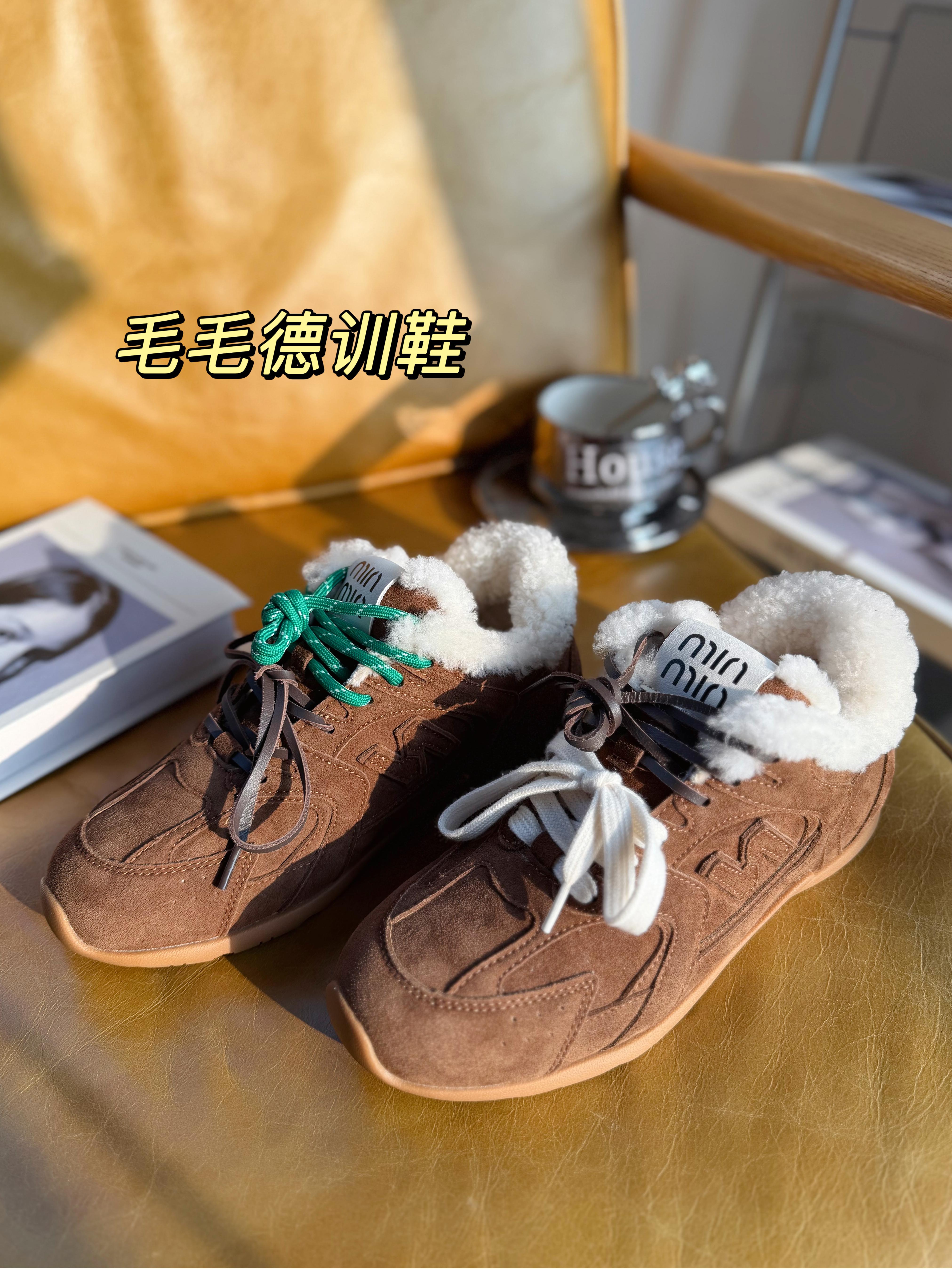 【首发立减10元】2025新款秋冬女款平底德训鞋 羊毛内里加绒 保暖百搭美拉德秋冬休闲鞋通勤运动两不误【鸳鸯鞋带】