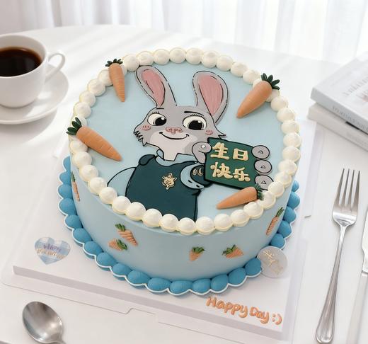 疯狂动物城朱迪警官兔子手绘卡通蛋糕-低糖处理无添加 商品图2