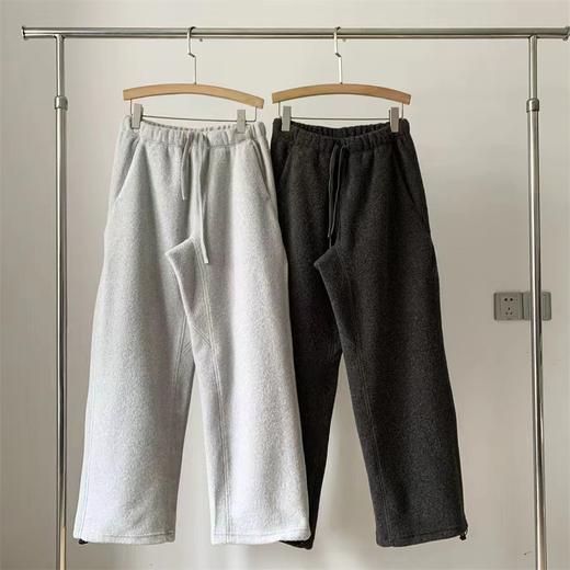 D120870松弛感直筒雨花绒加棉毛呢卫裤休闲裤 商品图0