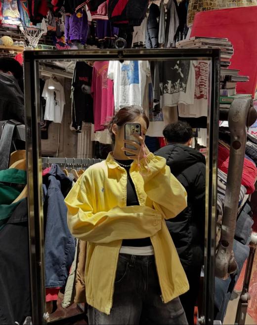 D120840美式复古小鸡黄翻领拉链设计夹克外套男女同款 商品图5