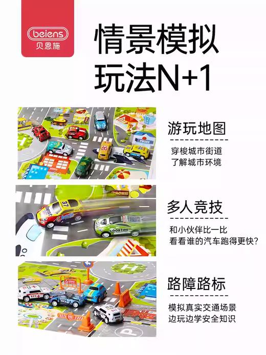贝恩施儿童汽车惯性回力仿真套装玩具男孩赛车模型生日礼物3-6岁 商品图3