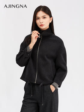 【商场同款】阿菁娜休闲立领山羊绒双面呢外套A30D511108