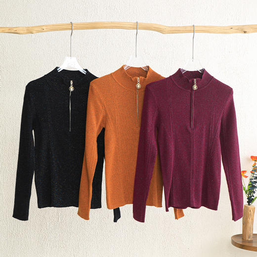 「自」全新升级【铂金会员293/天猫399/差价106】(04912)洛诗琳新款半拉链羊毛针织衫2025秋冬气质修身显瘦百搭上衣 商品图3