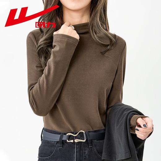 回力双面德绒打底衫女士2024春秋新款半高领内搭长袖加厚保暖T恤 商品图8