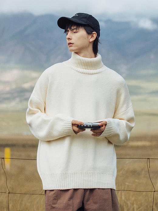 【YW】无忧购“礼物季”“圣诞清仓福利”纯色高领内搭毛衣男冬季新款慵懒风日系百搭情侣针织衫K4087（截单后3-5天发货） 商品图1