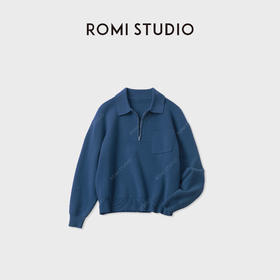 ROMI STUDIO“温暖如初”100绵羊毛密织前拉链polo领毛衣RWDWST1707