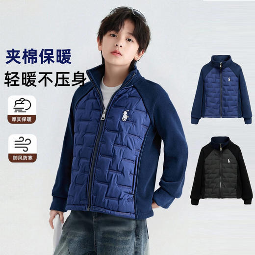 【柔软舒适优质面料❗️定位设计不跑棉】2025秋冬季新款战马男童女童长袖休闲洋气防风宽松拉链中大童棉服。jb 商品图2
