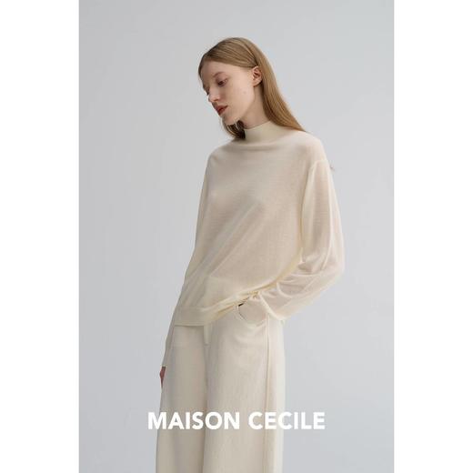 MAISON CECILE 四色|松弛感羊毛混纺极简半高领软糯针织打底上衣 商品图4