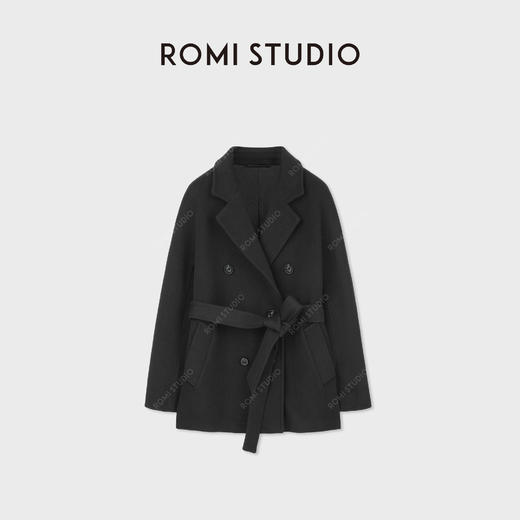 ROMI STUDIO秘鲁羊驼超细澳毛西装领收腰毛呢大衣外套RWCWW87287 商品图0