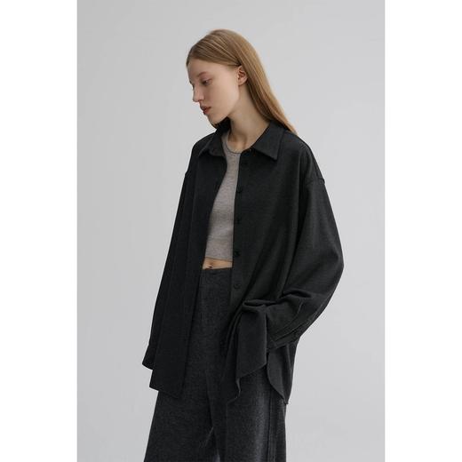 MAISON CECILE 秋冬极简静奢精纺羊毛加厚松弛感随性气质翻领衬衫 商品图0