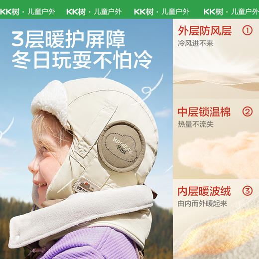 【KK树】云朵领航员抱耳帽+五指手套+围脖三件套 商品图2