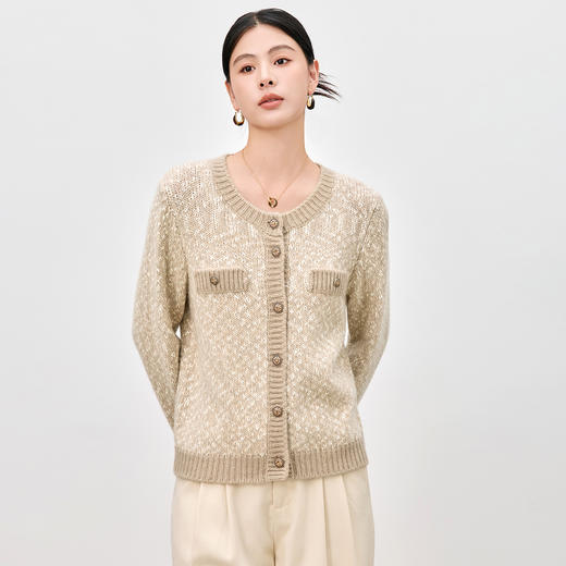 SM 2501小香风针织桑蚕丝羊绒开衫外套显瘦短款修身毛衣 商品图1