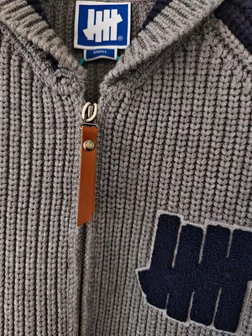 D120802五条杠撞色Logo条纹运动复古元宝针翻领针织衫拉链外套 商品图7