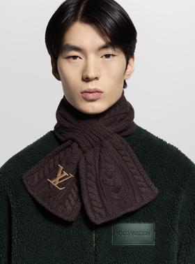 Lv编制麻花羊毛针织围巾