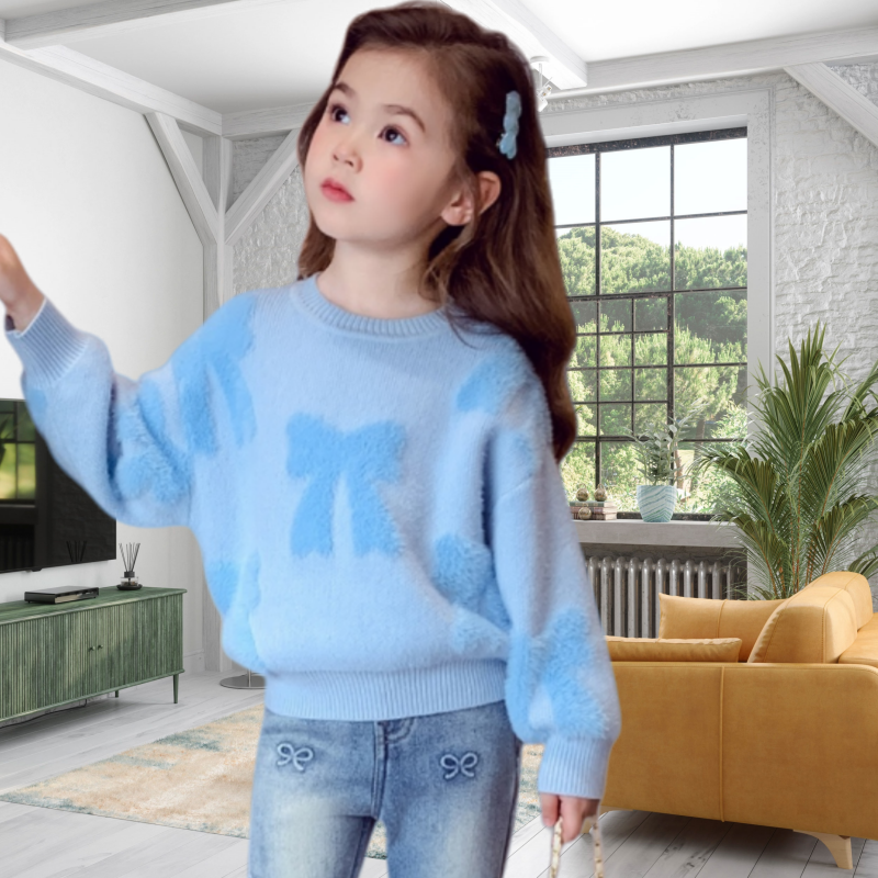 西蒙日记·软fufu韩系甜妹蝴蝶结毛衣2566