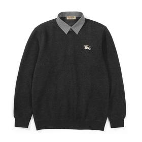 芭宝莉战马绣标假两件针织毛衣