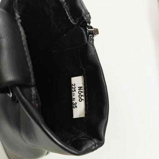 XY-头层羊皮女士时装靴秋冬季新款真皮高档皮靴气质方跟职业秀气中筒 49.00元 商品图3