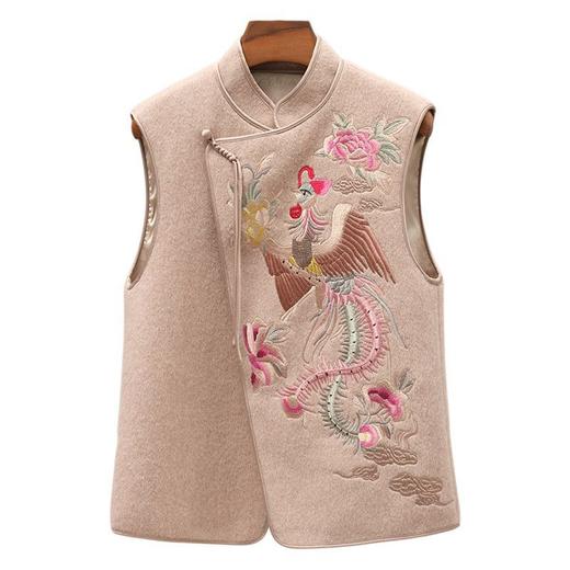 断码清仓价HH 25111309羊毛外套中式国风刺绣小立领马甲 商品图4