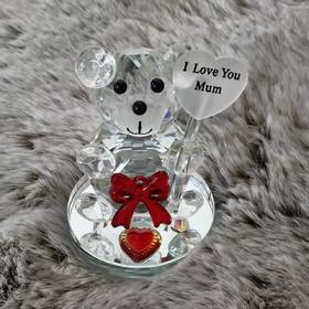 高端材质 水晶玻璃爱心熊摆件 送给妈妈的礼物  节日生日派对礼物