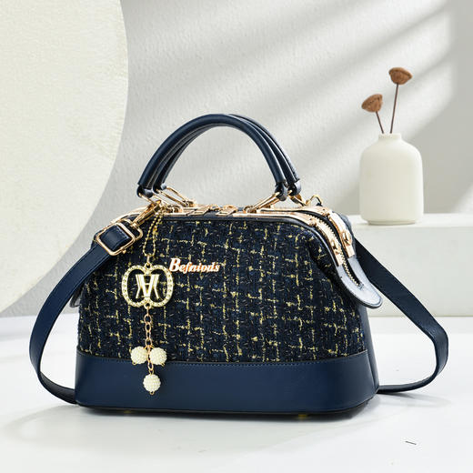 雀说 红色小香风女士手拎包高级感百搭单肩女包T0808 商品图2