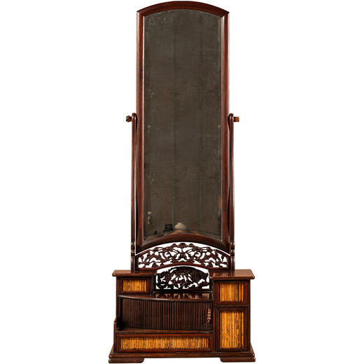 民国	红木嵌湘妃竹双面抽屉梳妆镜 商品图5