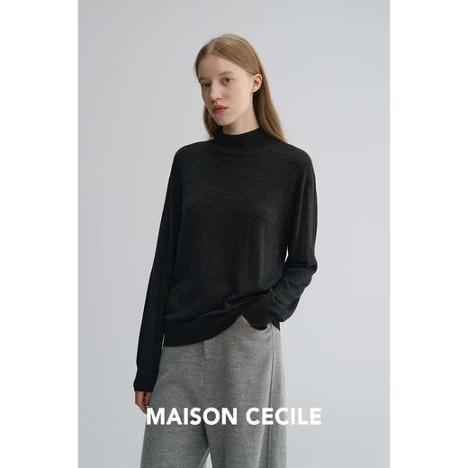MAISON CECILE 四色|松弛感羊毛混纺极简半高领软糯针织打底上衣 商品图2