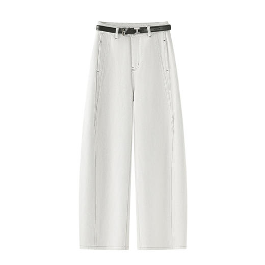 YM 2846水洗棉牛仔裤加绒加厚显瘦保暖弯刀裤宽松高腰镰刀裤 商品图4