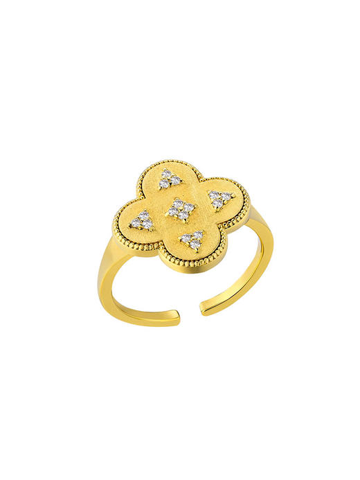 订购8周到｜MYA-BAY-LUCKY-四叶草 金色 锆石 幸运 戒指［比利时设计师］ 商品图0