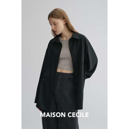 MAISON CECILE 秋冬极简静奢精纺羊毛加厚松弛感随性气质翻领衬衫 商品图1