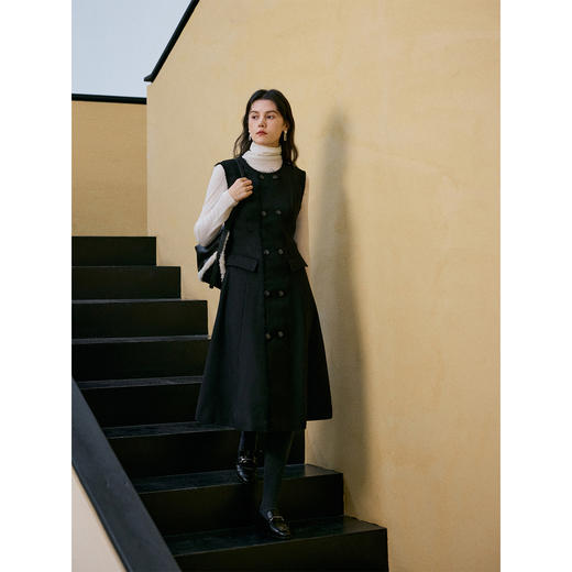 HeyDress无袖收腰毛呢连衣裙 商品图2