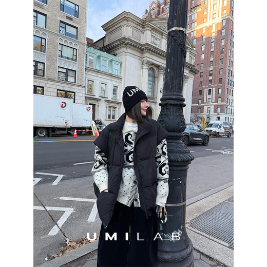 UMILAB｜暖屿*磨砂绒感防水面料+95白鹅绒宽肩廓形羽绒马甲F366W 商品图2