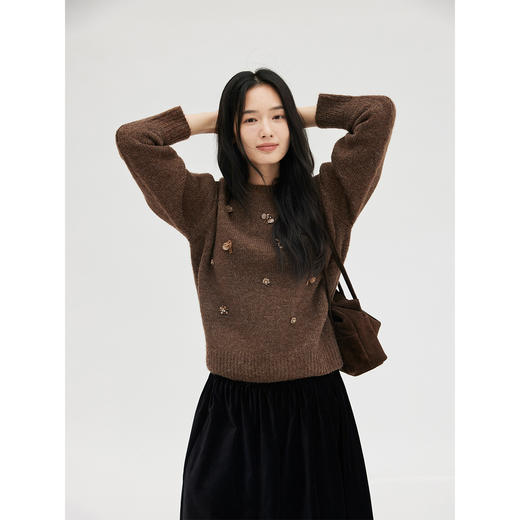 HeyDress宽松亮片装饰羊驼毛毛衣 商品图0