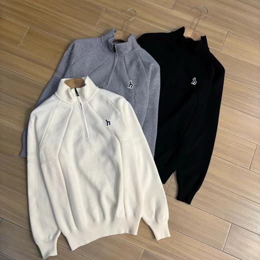 D120876秋冬新款男士舒适简约半拉链立领针织毛衣 商品图0