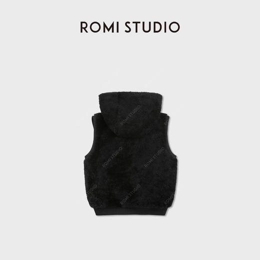 ROMI STUDIO“南非黑珍珠”进口羊毛皮无袖连帽皮草马甲 RWCAWT5964 商品图2