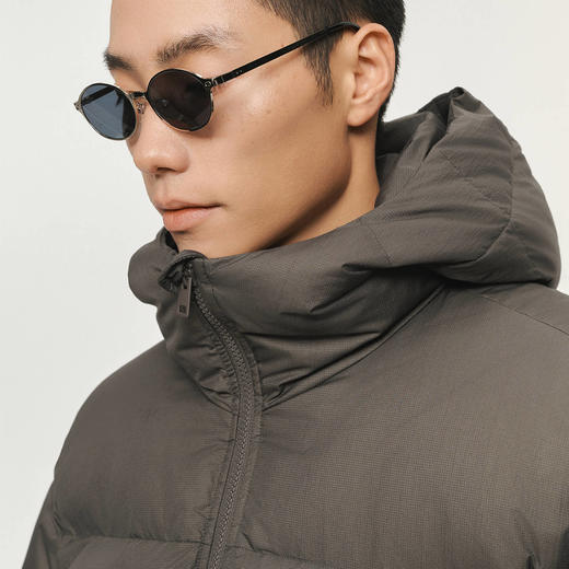 NPC潮牌90白鸭绒连帽防泼水短款羽绒服消光细格纹保暖冬NP5ADJ16 商品图2