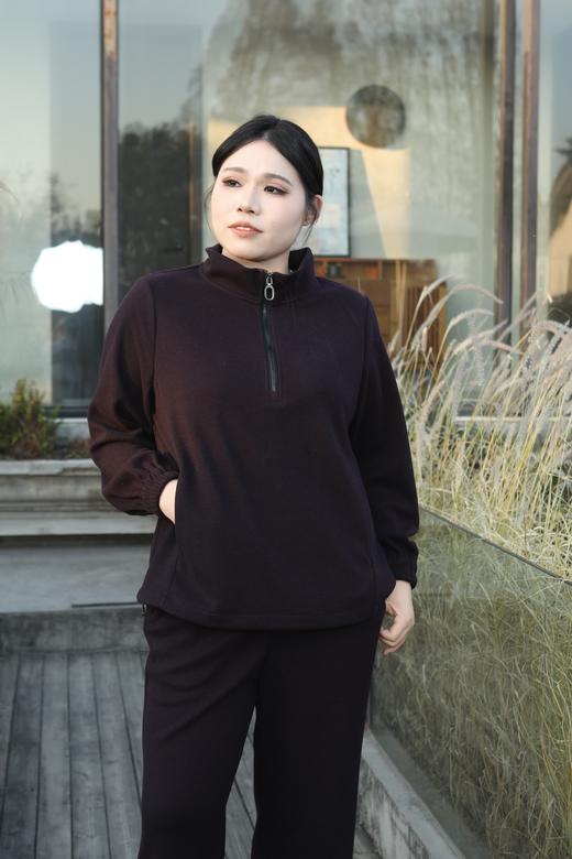 现货速发！【💜酱紫休闲套装】一穿即瘦，拉链半高领+直筒神裤，松紧袖口防风 & 上衣松紧下摆可调节，休闲显瘦两件套，可单拍可成套~可内搭，可外穿。适合10度~十几度温度，再冷要加外套 商品图7