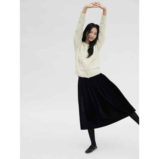 HeyDress挺括丝绒褶皱拼接半裙 商品图4