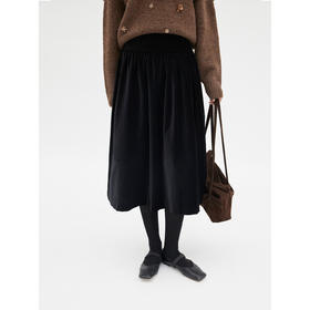 HeyDress挺括丝绒褶皱拼接半裙