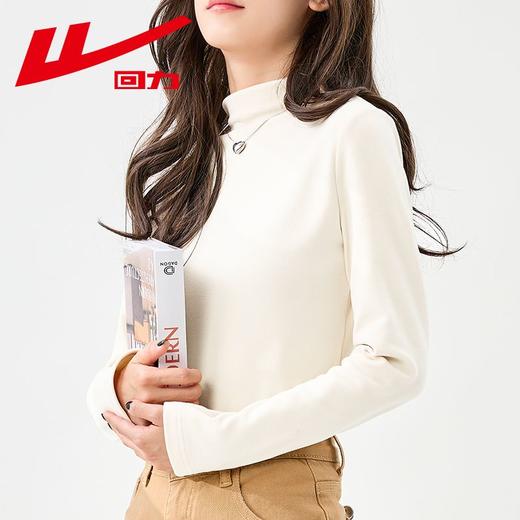 回力双面德绒打底衫女士2024春秋新款半高领内搭长袖加厚保暖T恤 商品图1