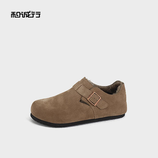 和诚行2025秋冬新款加绒毛毛鞋平底复古勃肯男式休闲鞋0551272 商品图1