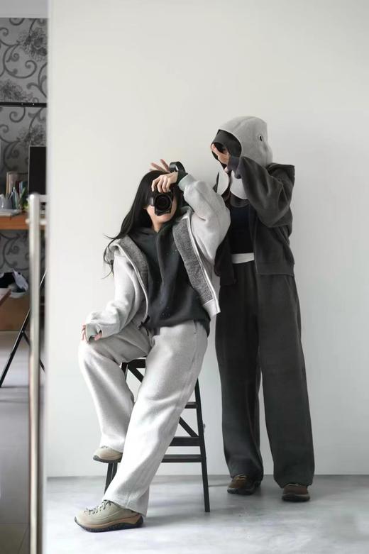 D120870松弛感直筒雨花绒加棉毛呢卫裤休闲裤 商品图7