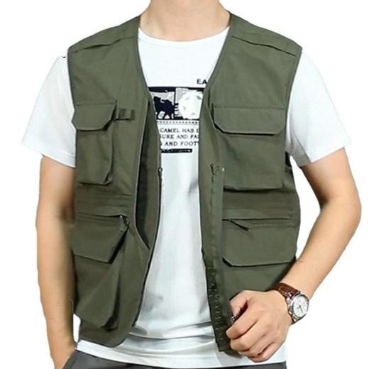 马甲男秋季新款宽松大码多口袋纯色钓鱼背心休闲百搭工装马夹 商品图4