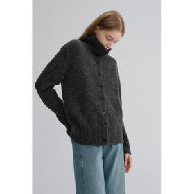 MAISON CECILE 定纺限量羊毛混纺软糯绒感松弛立领慵懒感毛衣开衫