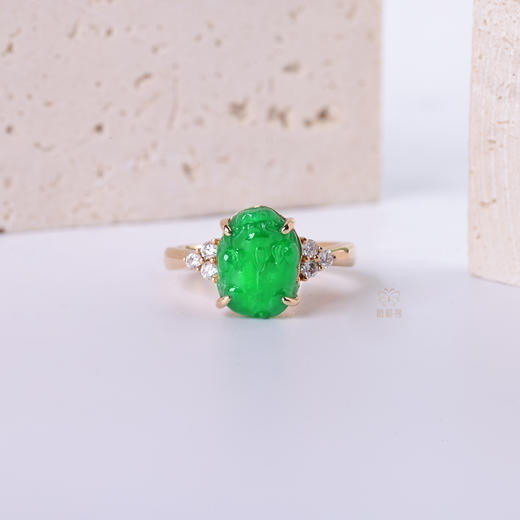 【旺财】满绿翡翠镶钻戒指-JZ12209085 商品图2