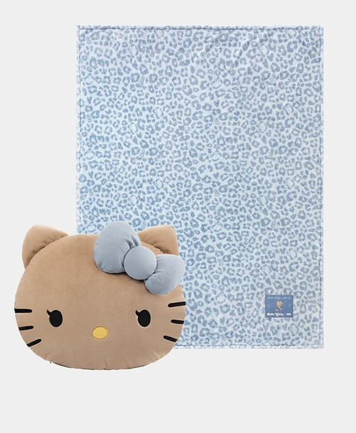 抱枕盖毯二合一！野兽家×Hello kitty联名法兰绒多功毯抱枕毯 居家办公室披肩午睡毯车载玩偶 圣诞新年礼物 商品图2